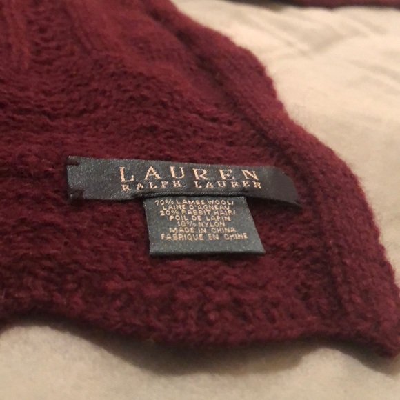 Ralph Lauren Knitted Long Maroon Scarf - Picture 5 of 7
